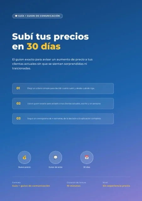 Página del recurso Subí Tus Precios en 30 Días: el guion de aviso